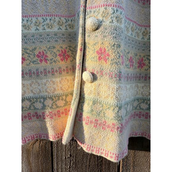 Vintage 90s Fair Isle Knit Cardigan, Talbots Petite (Made in Hong Kong) - Picture 5 of 7